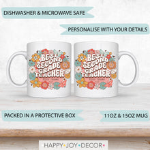 Load image into Gallery viewer, Second Grade Retro Floral Teacher Personalised Mug
