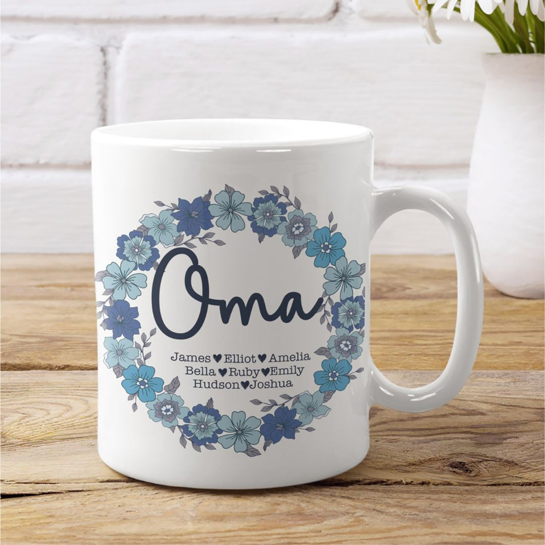 Oma Wildflower Wreath Personalised Mug
