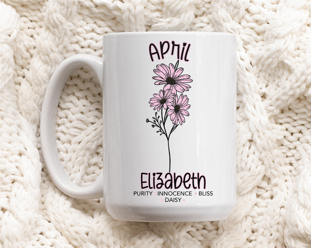 April Daisy Birth Flower Mug