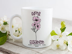 April Daisy Birth Flower Mug