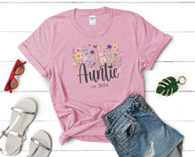 Load image into Gallery viewer, Auntie Est. 2024 Wildflower T-Shirt
