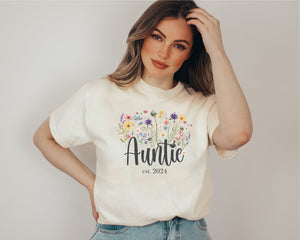 Auntie Est. 2024 Wildflower T-Shirt