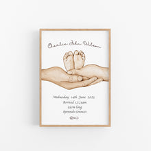 Load image into Gallery viewer, Baby Feet Personalised Birth Stat Print
