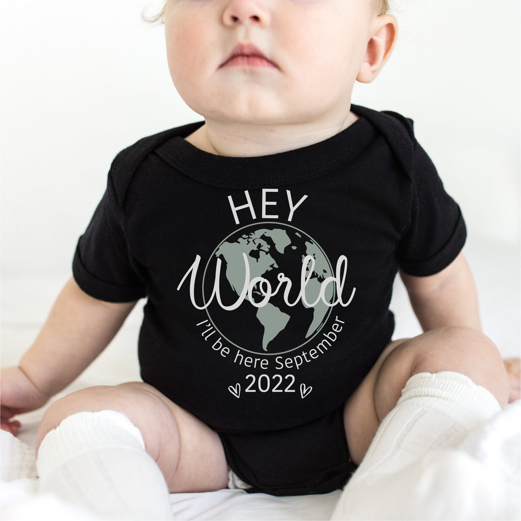Hey World Baby Announcement Bodysuit