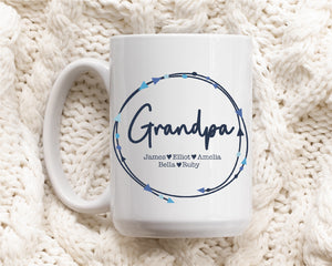 Blue Wreath Grandparents Personalised Mug Set