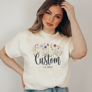 Custom Est. 2024 Wildflower T-Shirt