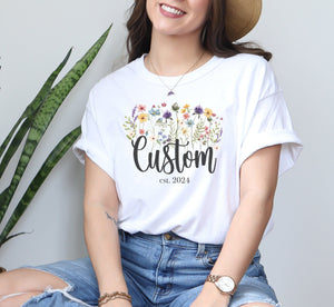 Custom Est. 2024 Wildflower T-Shirt