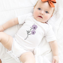 Load image into Gallery viewer, February Birth Month Violet Flower Baby Bodysuit
