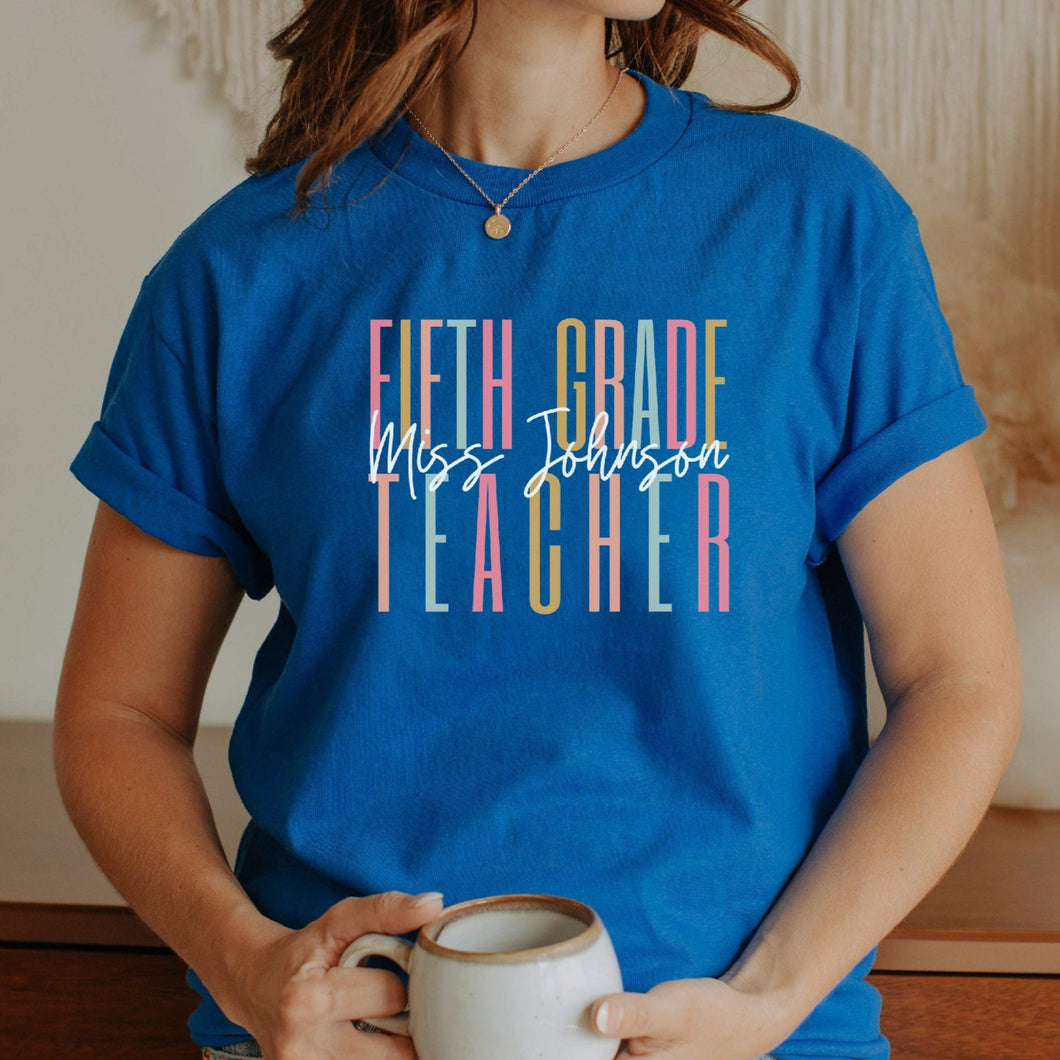 Personalised 5th Grade Teacher T-Shirt