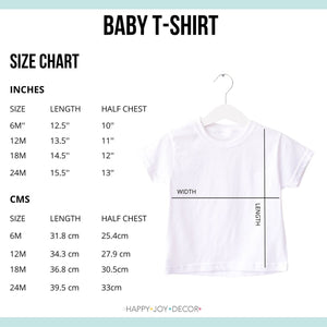 Baby Personalised T-shirt sizes