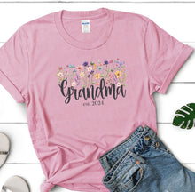 Load image into Gallery viewer, Grandma Est. 2024 Wildflower T-Shirt
