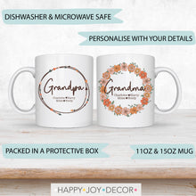 Load image into Gallery viewer, Boho Wreath Grandparents Personalised Mug Set
