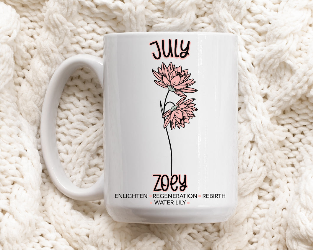 July Water Lily Birth Flower Mug