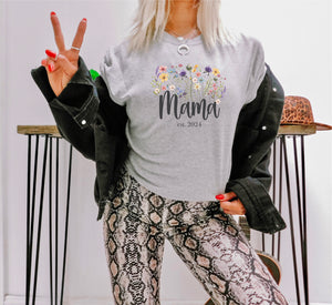 Mama Est. 2024 Wildflower T-Shirt