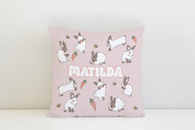 Load image into Gallery viewer, Pink Bunny Carrots Personalised Cushion
