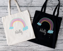 Load image into Gallery viewer, Rainbow Cloud Personalised Library Tote Bag
