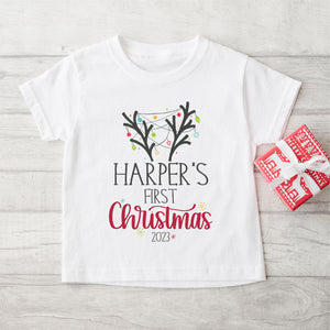 Reindeer First Christmas Baby T-Shirt