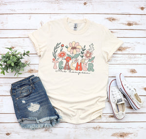Wildflower Personalised Teacher T-Shirt