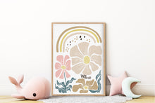 Load image into Gallery viewer, Retro Rainbow Abstract Floral Personalised Print
