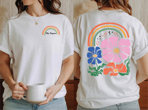 Personalised Rainbow Floral Teacher T-Shirt