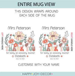 Wildflower Daisy Teacher Personalised Mug