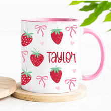 Load image into Gallery viewer, Personalised Strawberry Bows Mug
