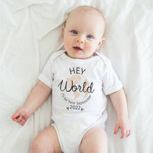 Load image into Gallery viewer, Hey World Baby Announcement Bodysuit
