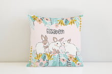 Load image into Gallery viewer, Wildflower Bunnies Personalised Cushion
