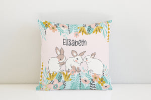 Wildflower Bunnies Personalised Cushion