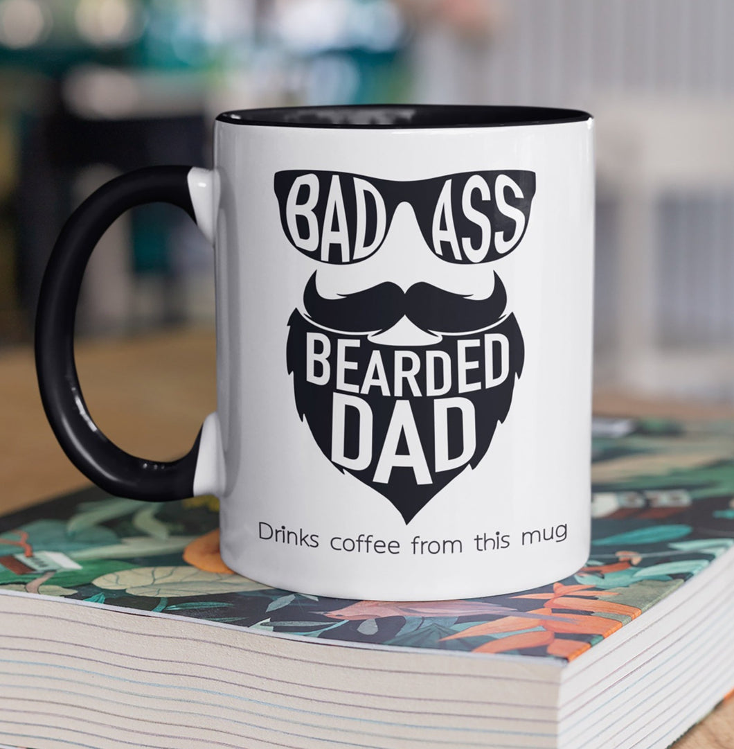 Bad Ass Bearded Dad Personalised Mug