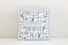 Load image into Gallery viewer, Blue Gingham Bunny Personalised Cushion
