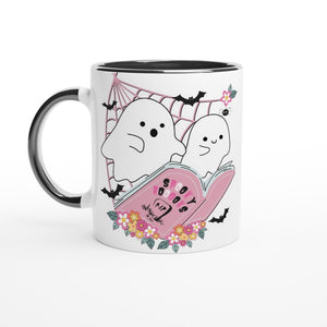 Spooky Books Pink Handle Halloween Mug