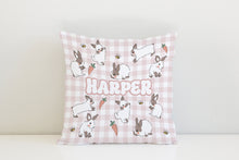 Load image into Gallery viewer, Pink Gingham Bunny Personalised Cushion
