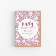 Load image into Gallery viewer, Retro Floral Personalised Birth Print
