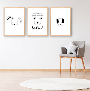 In A World Where You Can Be Anything Be Kind Printable Wall Art Set - Happy Joy Decor