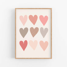 Load image into Gallery viewer, Neutral Hearts Print - Girls Nursery Prints - Happy Joy Decor
