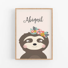 Load image into Gallery viewer, Sloth Personalised Print - Custom  Name Prints - Happy Joy Decor

