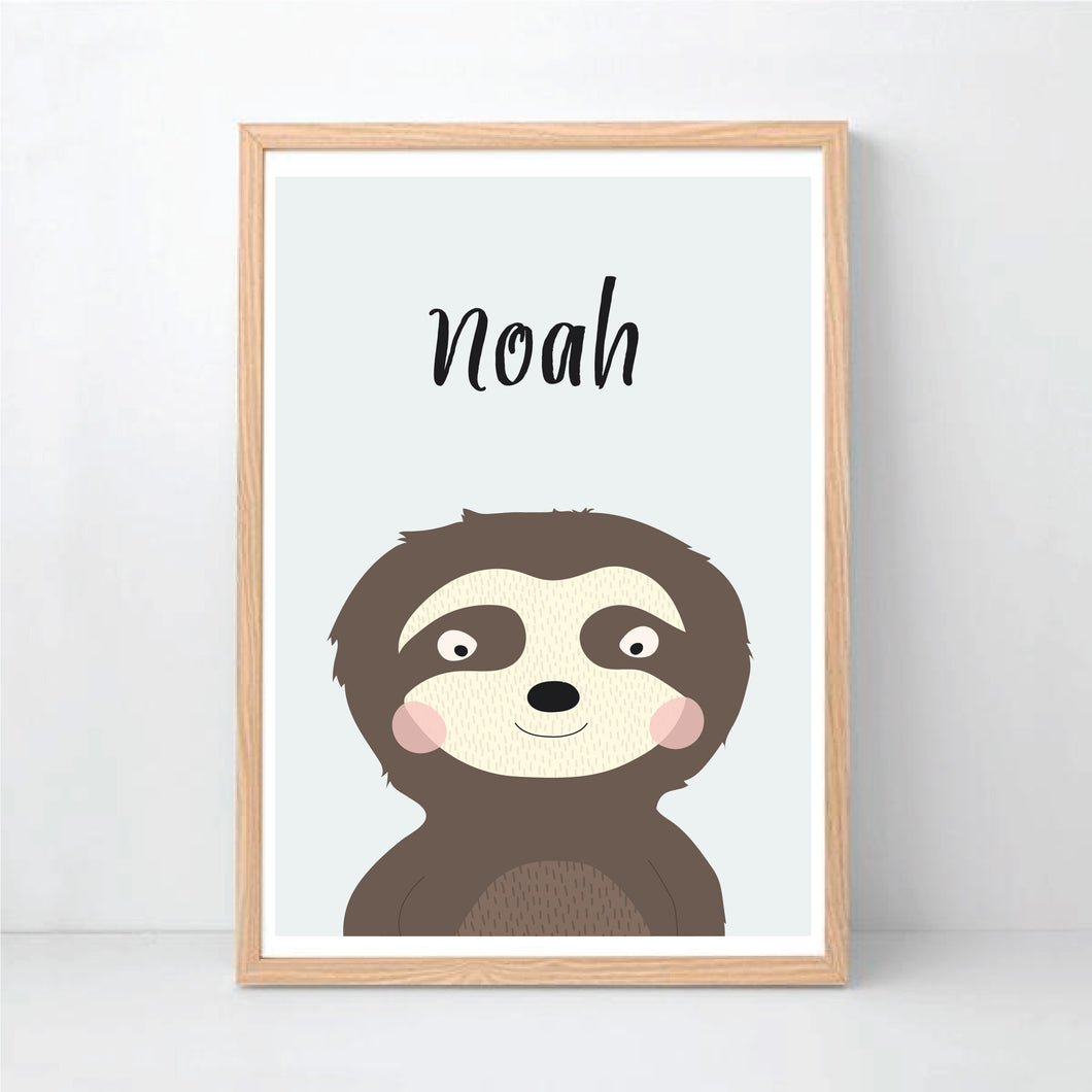Sloth  Personalised Print - Custom Name Print - Happy Joy Decor