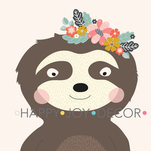 Sloth Personalised Print - Custom  Name Prints -Happy Joy Decor