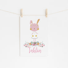 Load image into Gallery viewer, Spring Bunny Personalised Wall Print - Girls Wall Art Prints - Happy Joy Decor
