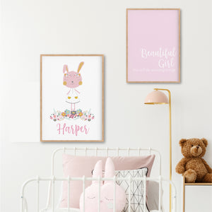 Beautiful Girl Wall Print - girls nursery bedroom wall decor - Happy Joy Decor