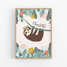 Load image into Gallery viewer, Tree Sloth Personalised Print - Custom Name Prints - Happy Joy Decor
