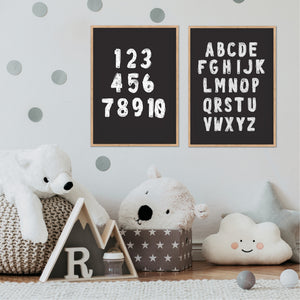 Black & White Alphabet Number Printable Art - Playroom Decor - Happy Joy Decor