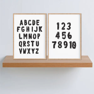 White And Black Printable Alphabet Art - Playroom Decor - Happy Joy Decor