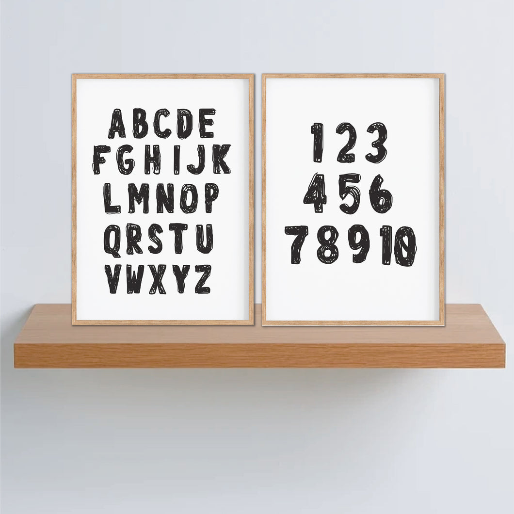 White And Black Printable Alphabet Art - Playroom Decor - Happy Joy Decor