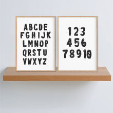Load image into Gallery viewer, White &amp; Black Alphabet Number Set - Playroom Prints - Happy Joy Decor
