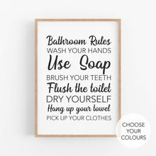 Load image into Gallery viewer, Bathroom Rules Print  - Happy Joy Decor
