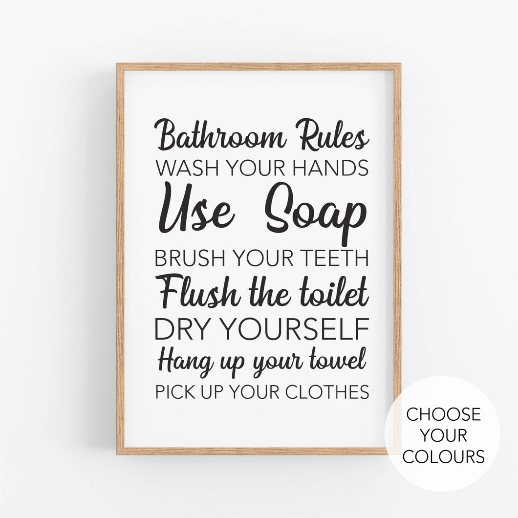 Bathroom Rules Print  - Happy Joy Decor