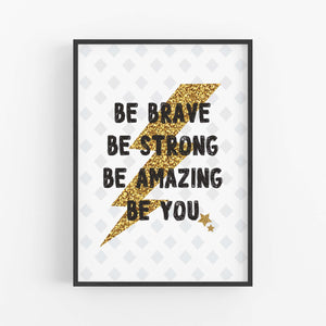 Be Brave Instant Download - Boys Wall Art Printables - Happy Joy Decor