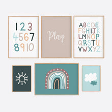 Load image into Gallery viewer, Blue Beige Playroom Instant Download Set of 6 - Happy Joy Decor
